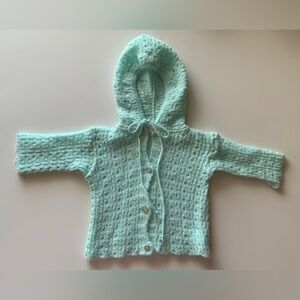 Vintage Aqua Baby Knit Hooded Cardigan